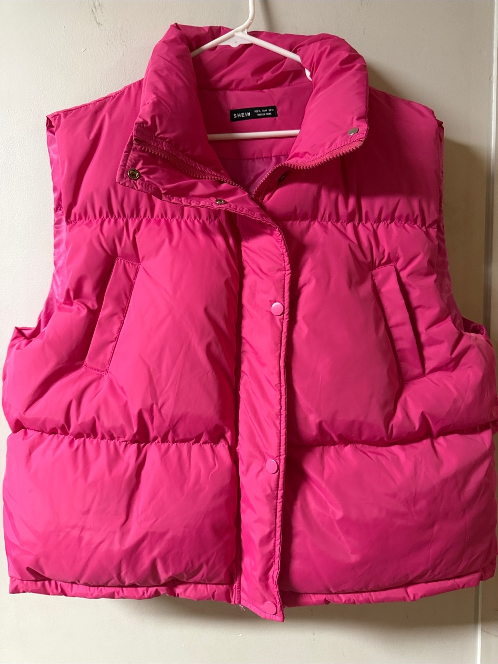 SHEIN Hot Pink Sleeveless Puffer Vest